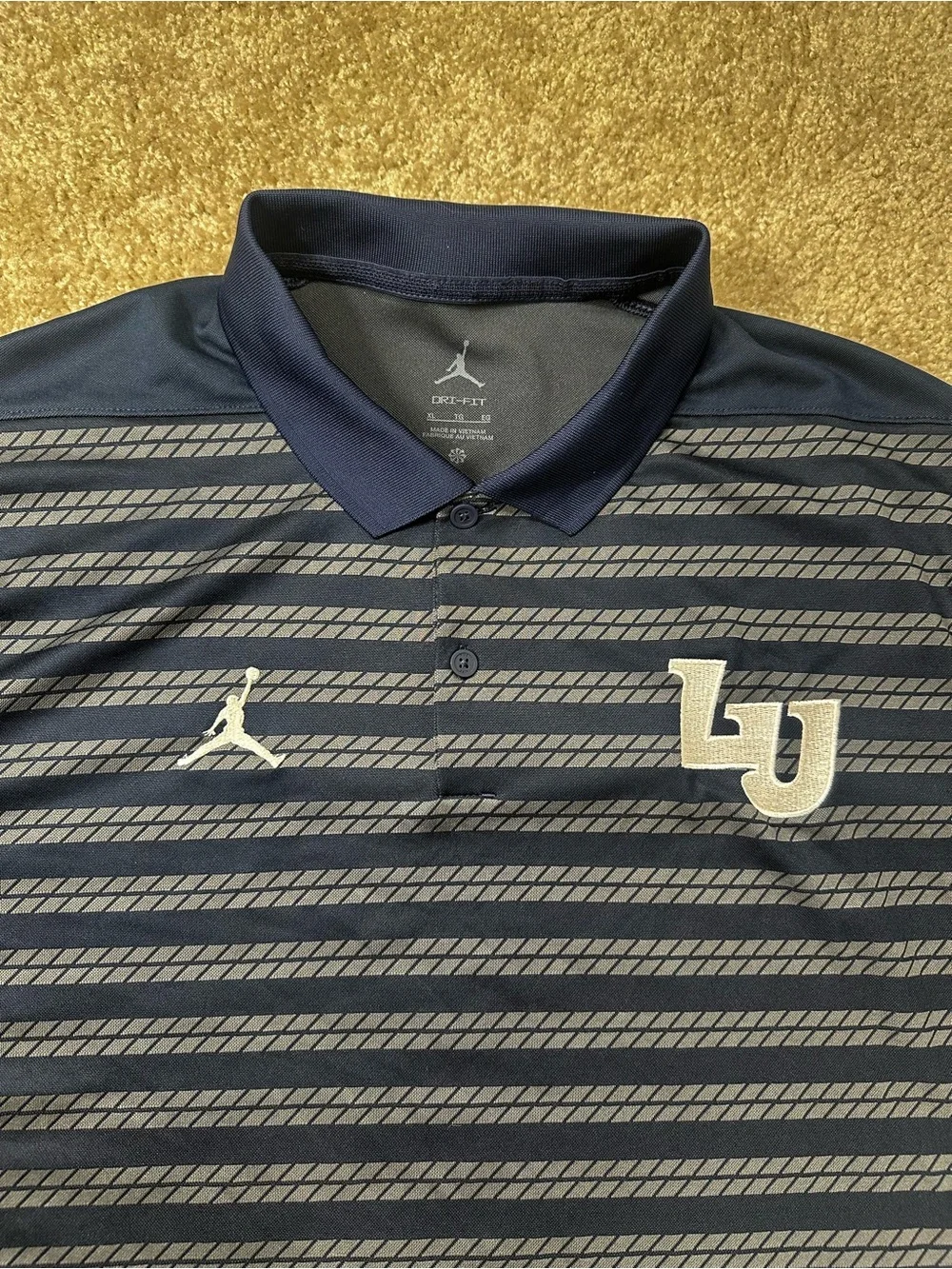 Jordan Navy Striped LU Logo Men's Polo